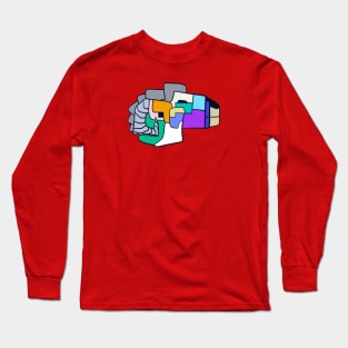 Goat with Colourful Geometric Shapes Long Sleeve T-Shirt